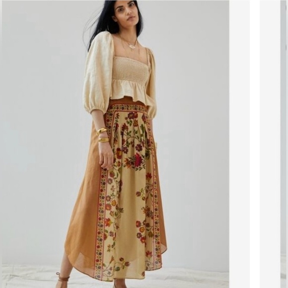 Anthropologie Mes Demoiselles Pleated Floral Maxi Skirt - Picture 1 of 10